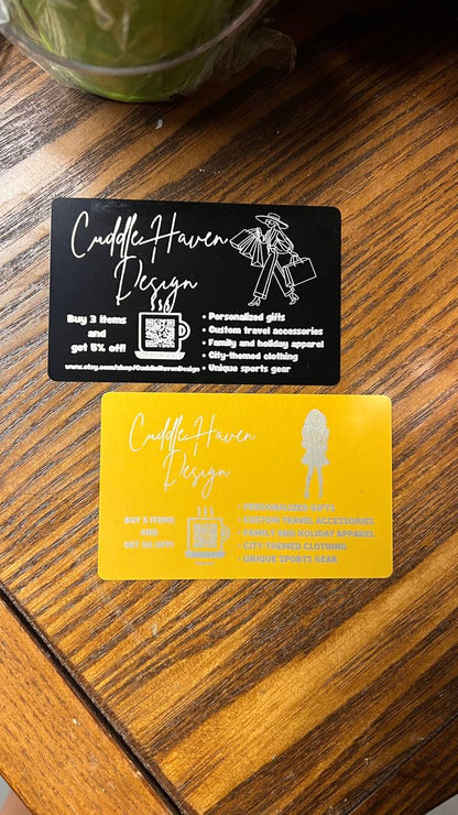 Metal Engraved business card, stainless steel, unusual business card 10 pcs