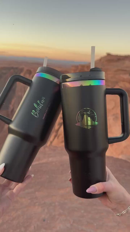 Custom Engraved Tumblers with your logo: coffee, water, other beverage, with a lid and straw, 40 oz